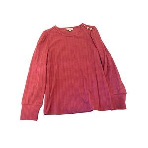 Loft Outlet Womens L Ribbed Long Sleeve Top With Button Shoulder Detail Career